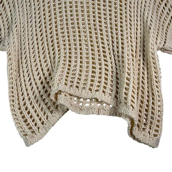HYFVE Open Stitch Boxy Sweater Beige Crochet Knit Pullover Sweater Top Women's S - Picture 7 of 13